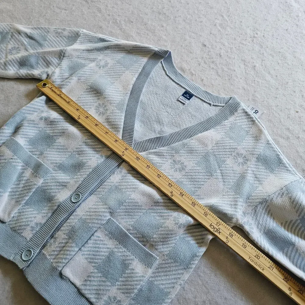 Old Navy Button-Front Cardigan Sweater and Matching Tank Set, Blue White Sz XL